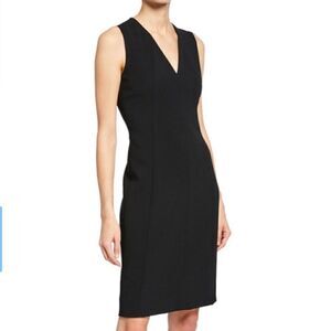 Saks Fifth Avenue Black Sheath Dress | V-Neck Knee Length | Size 2 | NWOT
